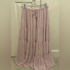 Aerie Pink Cheetah Print Flowy Maxi Skirt, Size Medium